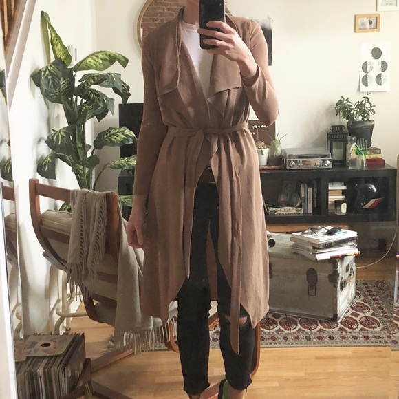 Jackets & Blazers - Lightweight Khaki Draped Trench